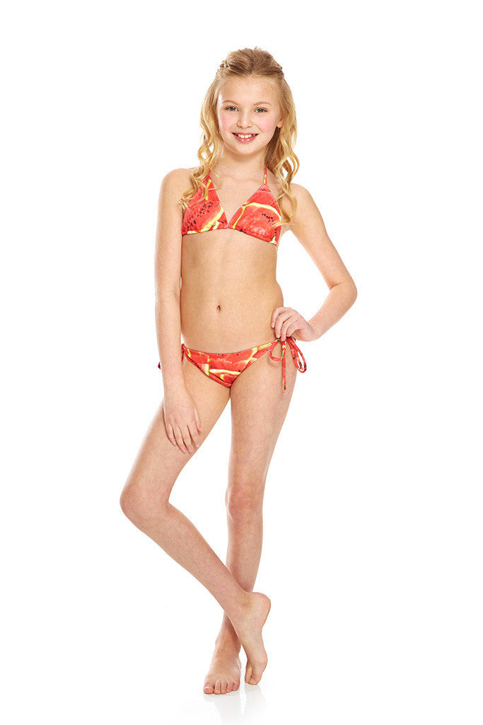Girls Watermelon Triangle Tie Side Bikini