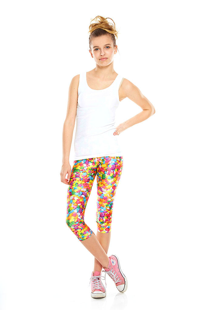 Girls Funfetti Sprinkles Capri Leggings