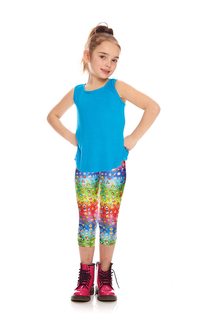 Kids Emoji Rainbow Capri Leggings