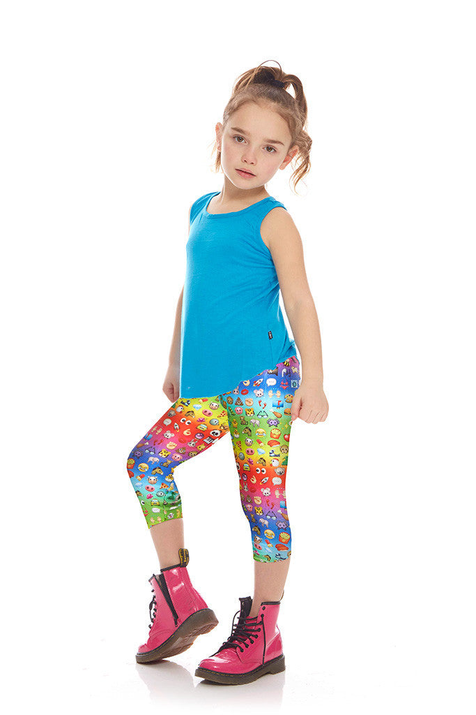 Kids Emoji Rainbow Capri Leggings