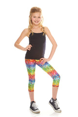 Girls Emoji Rainbow Capri Leggings