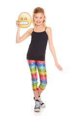 Girls Emoji Rainbow Capri Leggings