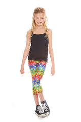 Girls Emoji Rainbow Capri Leggings
