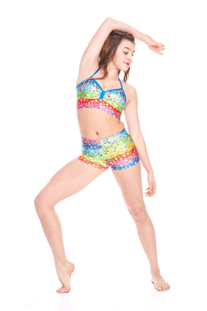 Girls Emoji Rainbow Dance Shorts