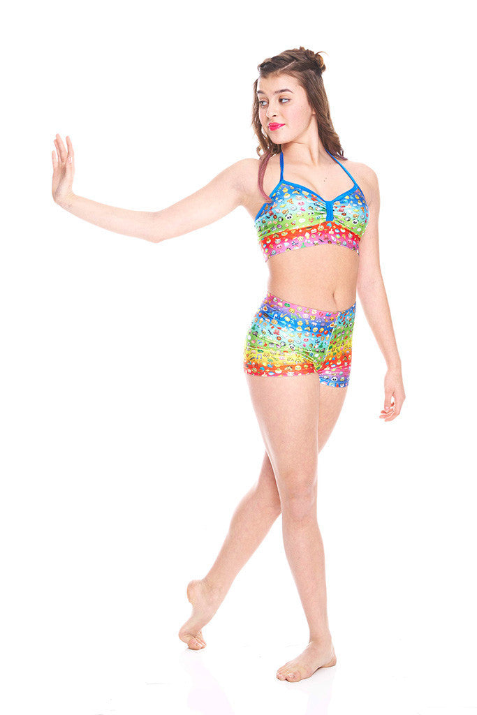 Girls Emoji Rainbow Dance Shorts