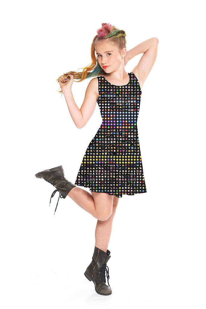 Girls Emoji Skater Dress