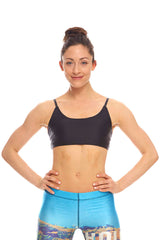 Womens Black 5 Tier Elastic Strap Sports Bra
