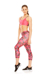 Womens Shocking Coral 5 Tier Elastic Strap Sports Bra