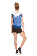 Girls Royal Hooded Fishnet Top