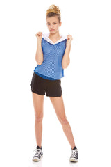 Girls Royal Hooded Fishnet Top