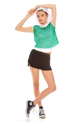 Girls Green Hooded Fishnet Top