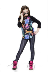 Girls Electric Animals 3/4 Sleeve Baseball T-Shirt