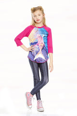 Girls Mermaid 3/4 Sleeve Baseball T-Shirt