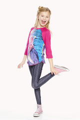 Girls Mermaid 3/4 Sleeve Baseball T-Shirt
