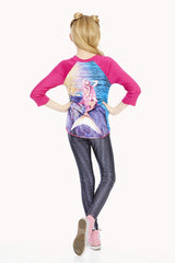 Girls Mermaid 3/4 Sleeve Baseball T-Shirt