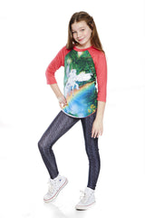 Girls Unicorn Pegasus 3/4 Sleeve Baseball T-Shirt