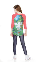 Girls Unicorn Pegasus 3/4 Sleeve Baseball T-Shirt