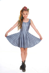 Girls Gray Cable Knit Skater Dress