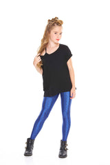 Girls Navy Cable Knit Leggings