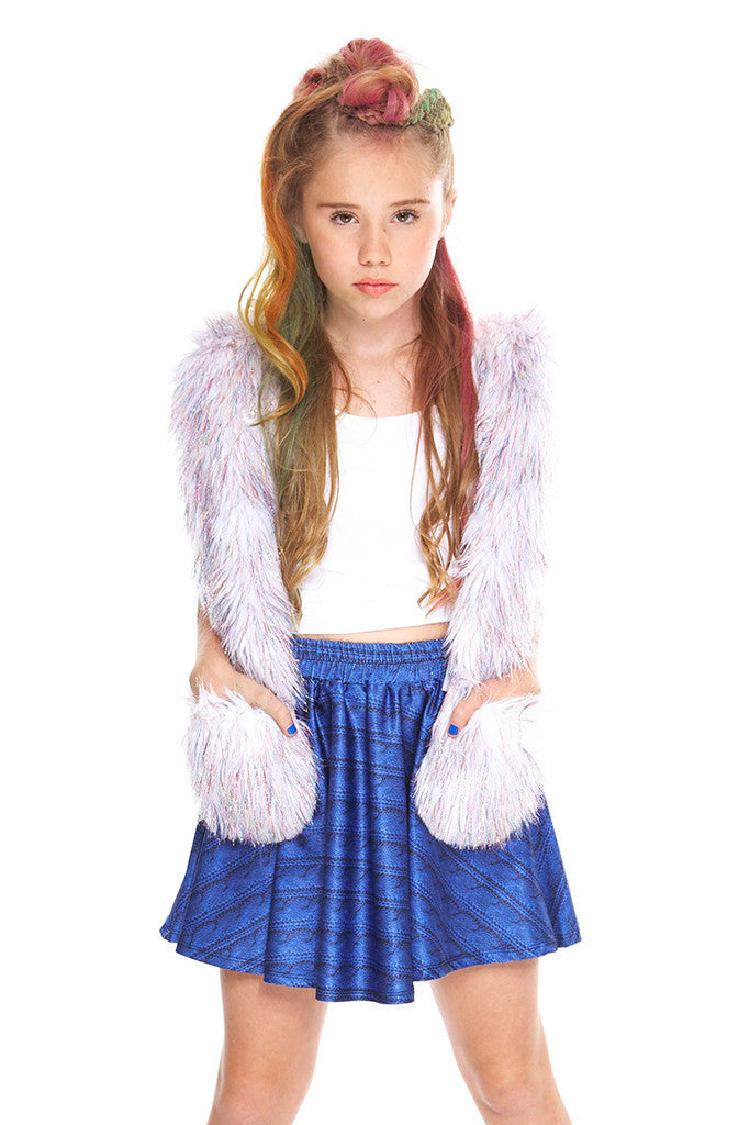 Girls Navy Cable Knit Skater Skirt