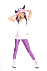 Girls Purple Cable Knit Leggings