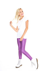 Girls Purple Cable Knit Leggings