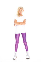 Girls Purple Cable Knit Leggings