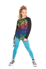 Girls Rainbow Tiger Baseball T-Shirt