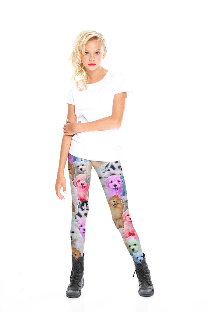 Girls Puppies Leggings