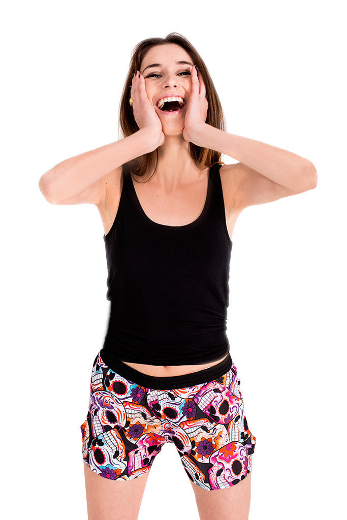 Womens Day Of The Dead Gym Shorts