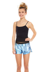 Girls Denim Patchwork Gym Shorts