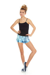 Girls Denim Patchwork Gym Shorts