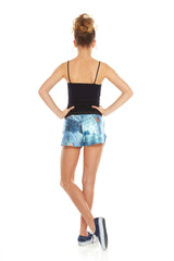 Girls Denim Patchwork Gym Shorts