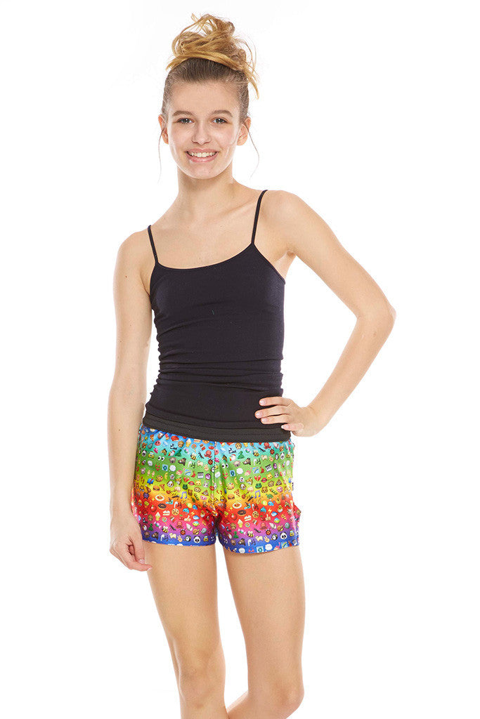 Girls Emoji Rainbow Gym Shorts