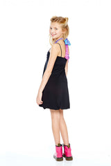 Girls Glitter Mirror Halter Bubble Dress