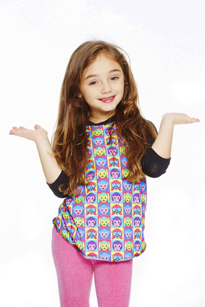Kids Warhol Monkeys 3/4 Sleeve Baseball T-Shirt