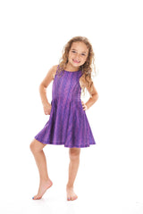 Kids Purple Cable Knit Skater Dress