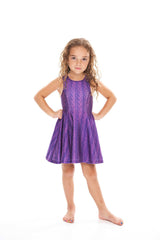 Kids Purple Cable Knit Skater Dress