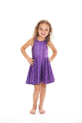 Kids Purple Cable Knit Skater Dress