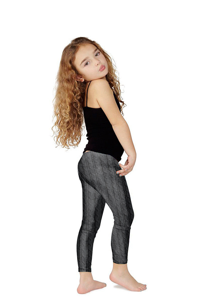 Kids Black Cable Knit Leggings