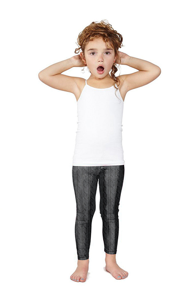 Kids Black Cable Knit Leggings