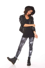 Womens Black Floral Leggings