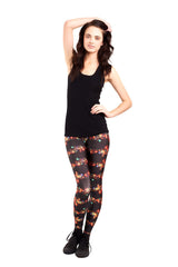 Womens Black Holiday Lights Leggings