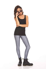 Womens Gray Cable Knit Leggings