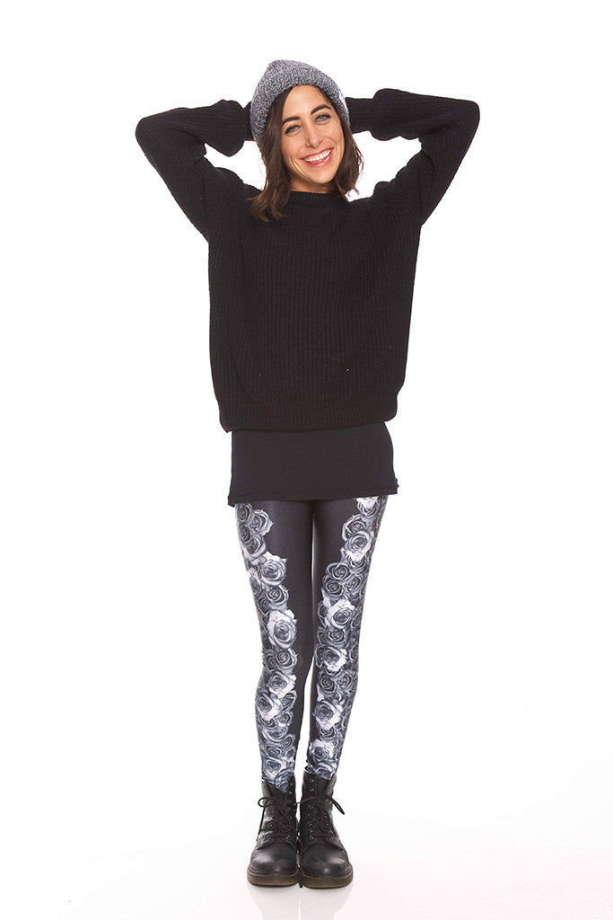 Womens Side Roses Leggings