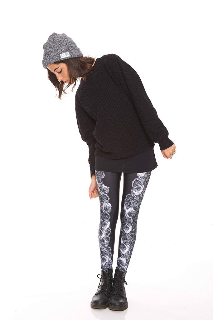 Womens Side Roses Leggings