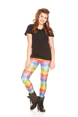 Girls Emoji Rainbow Leggings