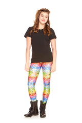Girls Emoji Rainbow Leggings