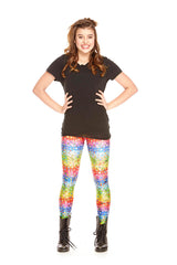 Girls Emoji Rainbow Leggings