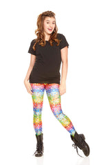 Girls Emoji Rainbow Leggings
